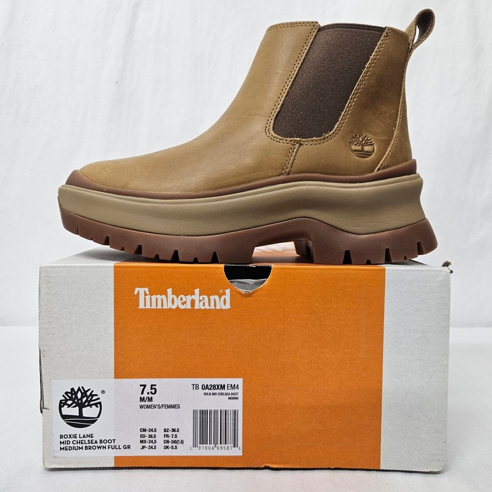 Timberland Roxie Lane Mid Chelsea Boots 0A28XM-EM4 Medium Brown Women Size 7.5